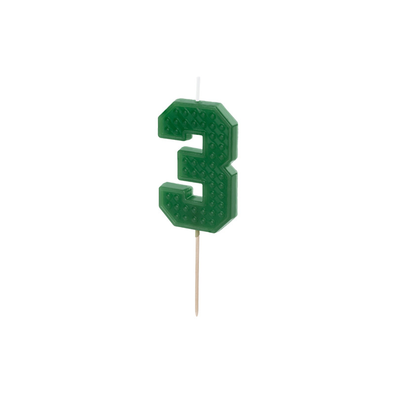 Świeczka urodzinowa Cyferka 3, 6 cm, zielony