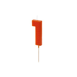 Świeczka urodzinowa Cyferka 1, 6 cm, czerwony
