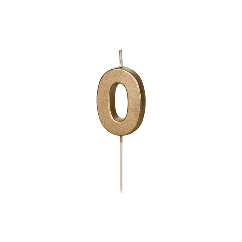 Świeczka urodzinowa Cyferka 0, 4.5 cm, złoty