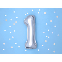 Balon foliowy Cyfra ''1'', 35cm, srebrny