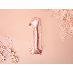 Balon foliowy Cyfra ''1'', 35cm, różowe złoto