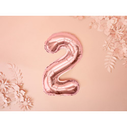 Balon foliowy Cyfra ''2'', 35cm, różowe złoto