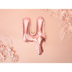 Balon foliowy Cyfra ''4'', 35cm, różowe złoto