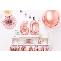 Balon foliowy Cyfra ''6'', 35cm, różowe złoto