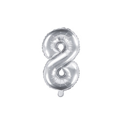 Balon foliowy Cyfra ''8'', 35cm, srebrny
