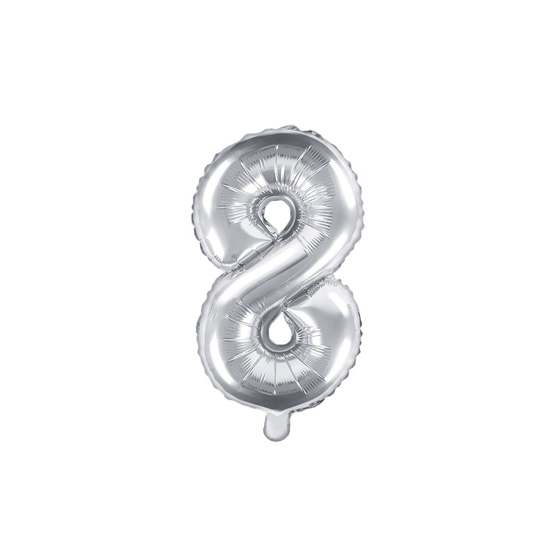 Balon foliowy Cyfra ''8'', 35cm, srebrny