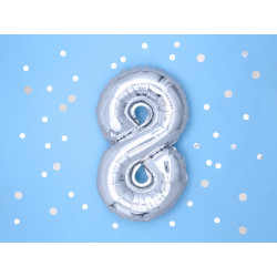 Balon foliowy Cyfra ''8'', 35cm, srebrny