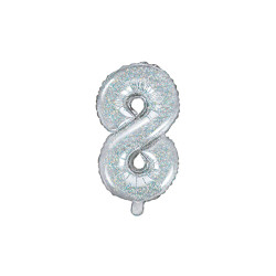 Balon foliowy Cyfra ''8'', 35cm, holograficzny