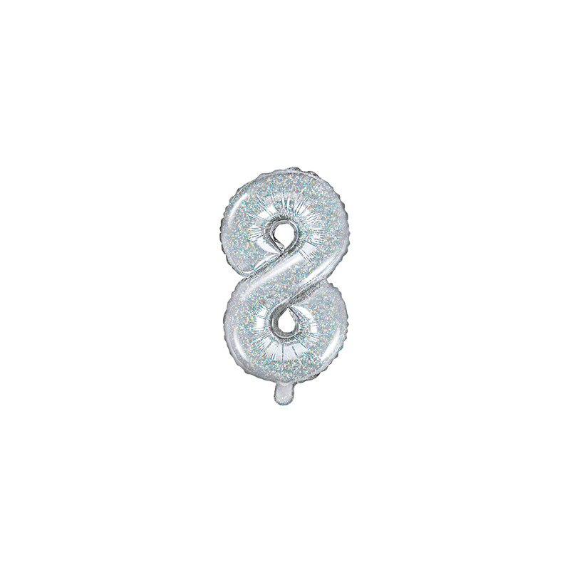 Balon foliowy Cyfra ''8'', 35cm, holograficzny