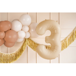 Balon foliowy Cyfra ''3'', 72cm, beż
