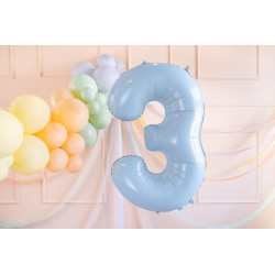 Balon foliowy Cyfra ''3'', 72cm, jasny niebieski