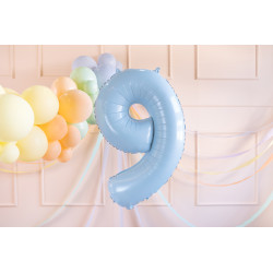 Balon foliowy Cyfra ''9'', 72cm, jasny niebieski
