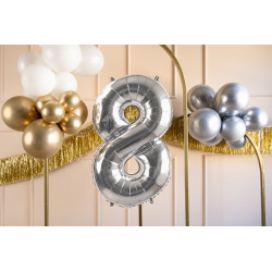 Balon foliowy Cyfra ''8'', 72cm, srebrny