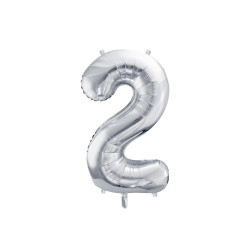 Balon foliowy Cyfra ''2'', 72cm, srebrny