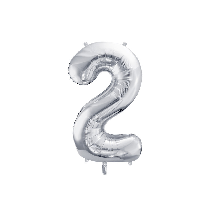 Balon foliowy Cyfra ''2'', 72cm, srebrny