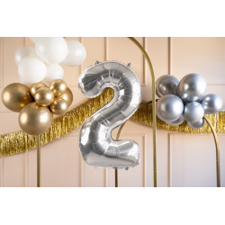 Balon foliowy Cyfra ''2'', 72cm, srebrny