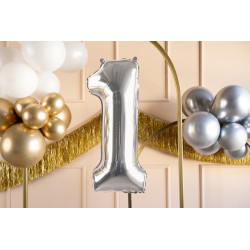 Balon foliowy Cyfra ''1'', 72cm, srebrny