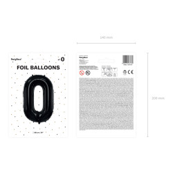 Balon foliowy Cyfra ''0'', 86cm, czarny