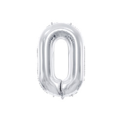 Balon foliowy Cyfra ''0'', 86cm, srebrny