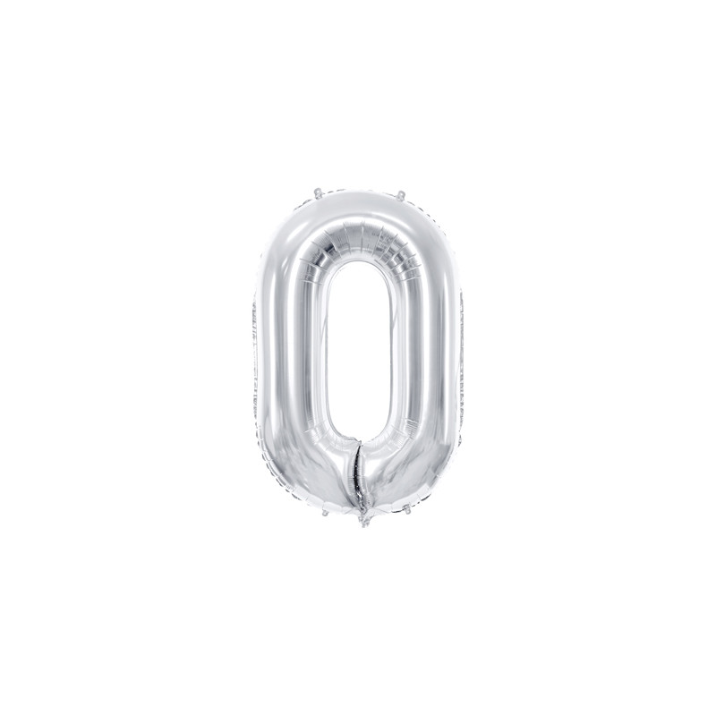 Balon foliowy Cyfra ''0'', 86cm, srebrny