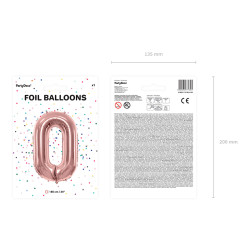 Balon foliowy Cyfra ''0'', 86cm, różowe złoto