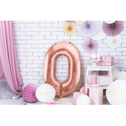 Balon foliowy Cyfra ''0'', 86cm, różowe złoto