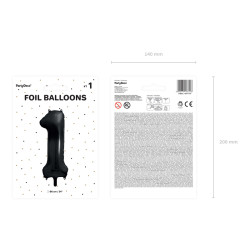 Balon foliowy Cyfra ''1'', 86cm, czarny