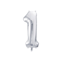 Balon foliowy Cyfra ''1'', 86cm, srebrny