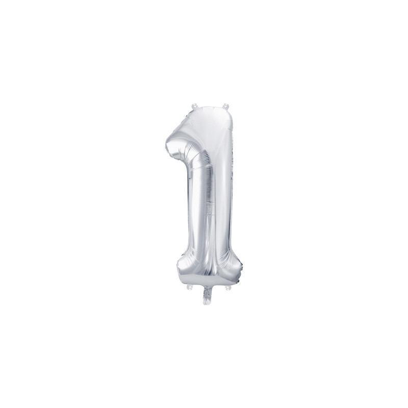 Balon foliowy Cyfra ''1'', 86cm, srebrny