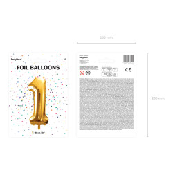 Balon foliowy Cyfra ''1'', 86cm, złoty