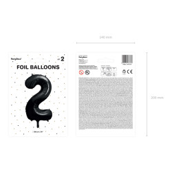 Balon foliowy Cyfra ''2'', 86cm, czarny