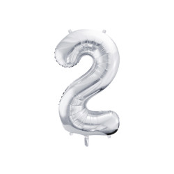 Balon foliowy Cyfra ''2'', 86cm, srebrny