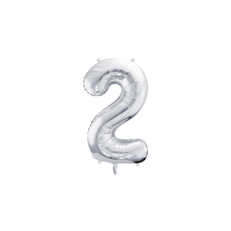 Balon foliowy Cyfra ''2'', 86cm, srebrny