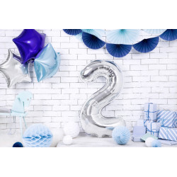 Balon foliowy Cyfra ''2'', 86cm, srebrny