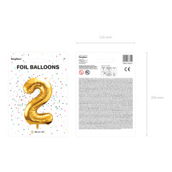 Balon foliowy Cyfra ''2'', 86cm, złoty