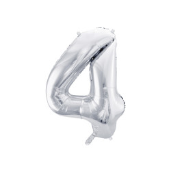Balon foliowy Cyfra ''4'', 86cm, srebrny