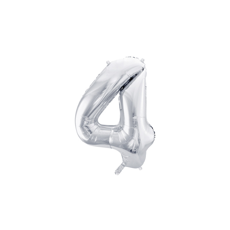 Balon foliowy Cyfra ''4'', 86cm, srebrny