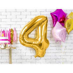 Balon foliowy Cyfra ''4'', 86cm, złoty