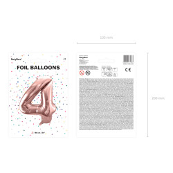 Balon foliowy Cyfra ''4'', 86cm, różowe złoto