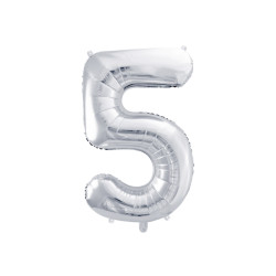 Balon foliowy Cyfra ''5'', 86cm, srebrny