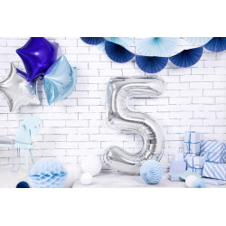 Balon foliowy Cyfra ''5'', 86cm, srebrny