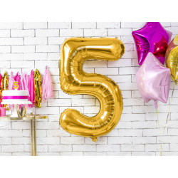 Balon foliowy Cyfra ''5'', 86cm, złoty