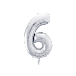 Balon foliowy Cyfra ''6'', 86cm, srebrny