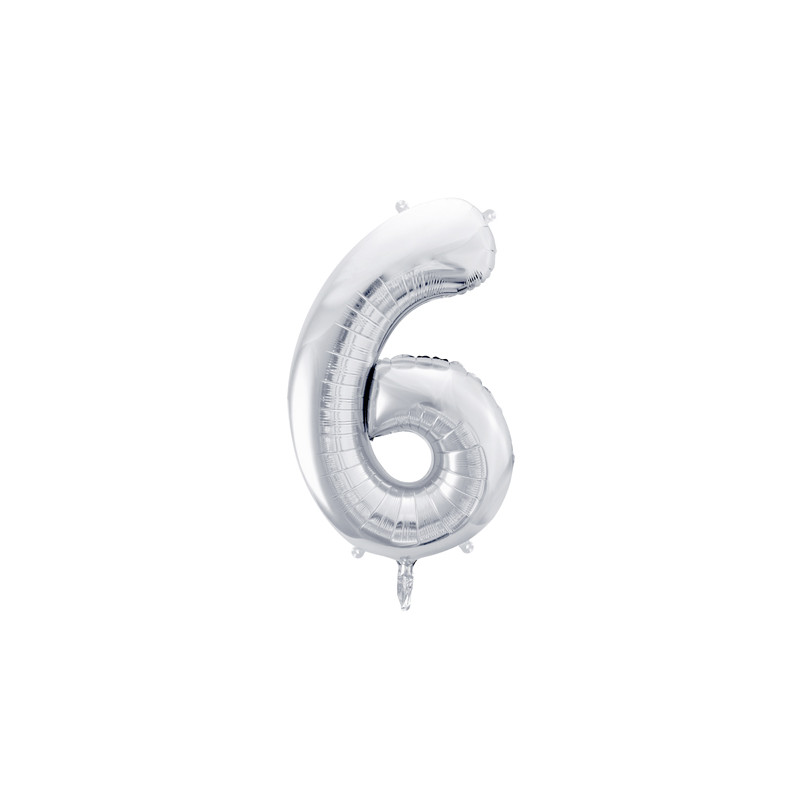 Balon foliowy Cyfra ''6'', 86cm, srebrny