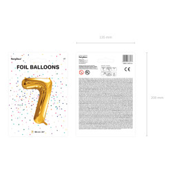 Balon foliowy Cyfra ''7'', 86cm, złoty