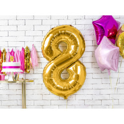 Balon foliowy Cyfra ''8'', 86cm, złoty