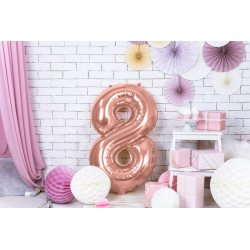 Balon foliowy Cyfra ''8'', 86cm, różowe złoto