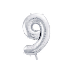 Balon foliowy Cyfra ''9'', 86cm, srebrny