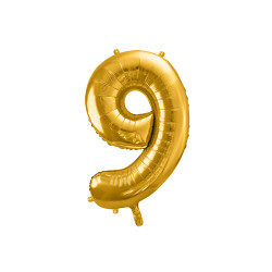Balon foliowy Cyfra ''9'', 86cm, złoty