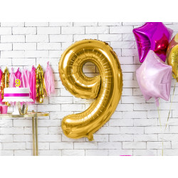 Balon foliowy Cyfra ''9'', 86cm, złoty